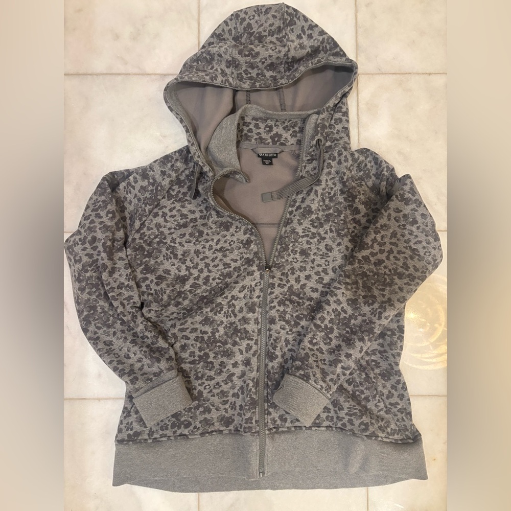 Athleta Gray Leopard Print Hoodie XL